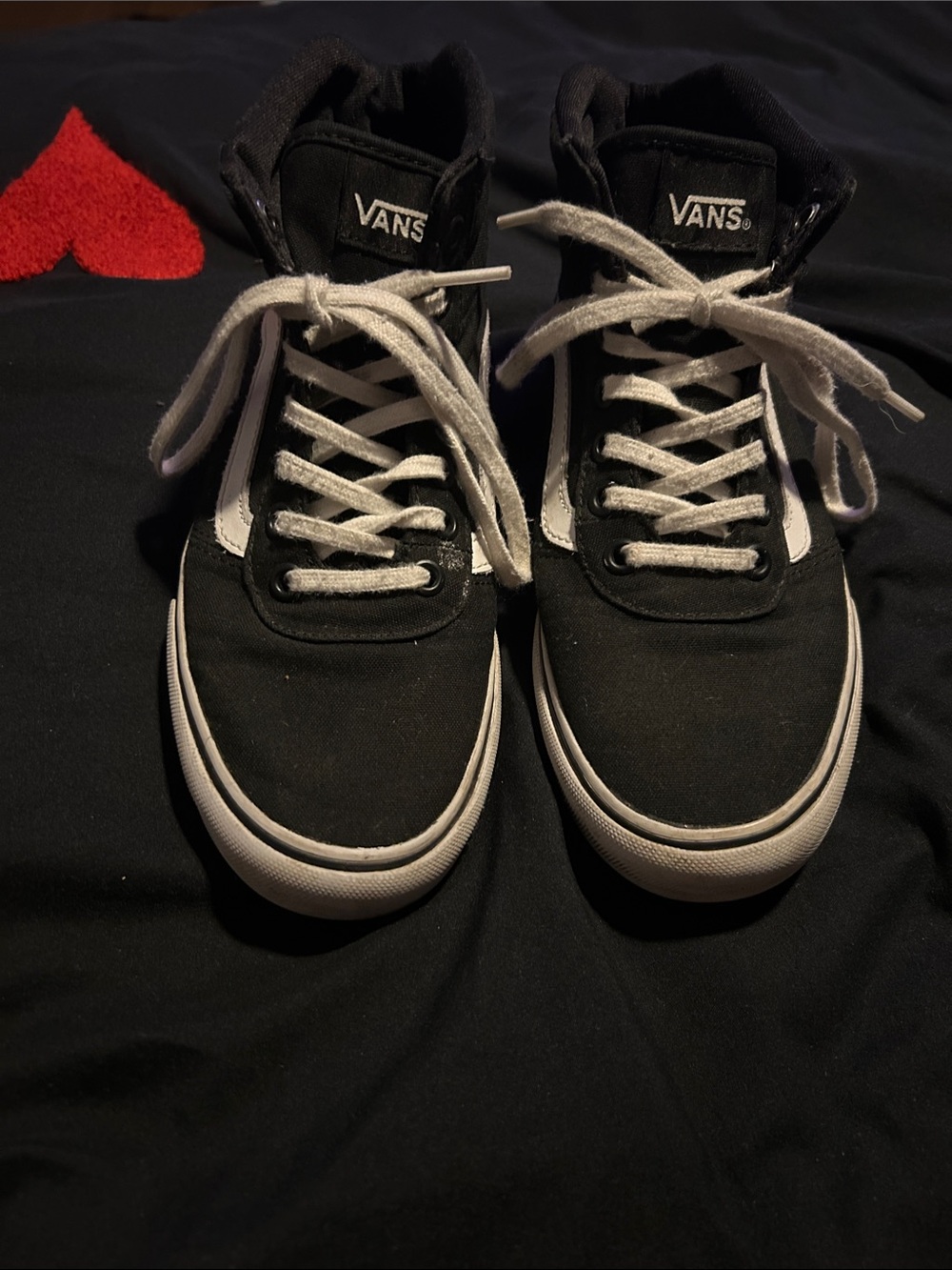 Vans Black and White High-Top Skate Sneakers